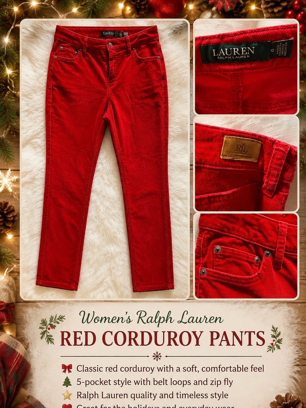 Lauren Ralph Lauren Red Corduroy Women’s Jeans size 8